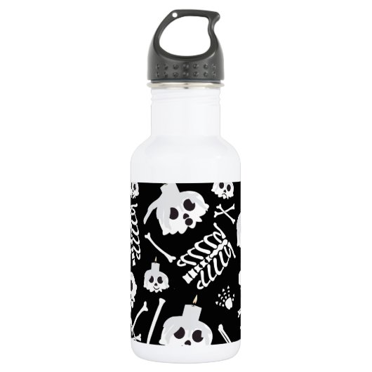 Halloween Skeleton Skull Bones Edelstahlflasche (Vorderseite)