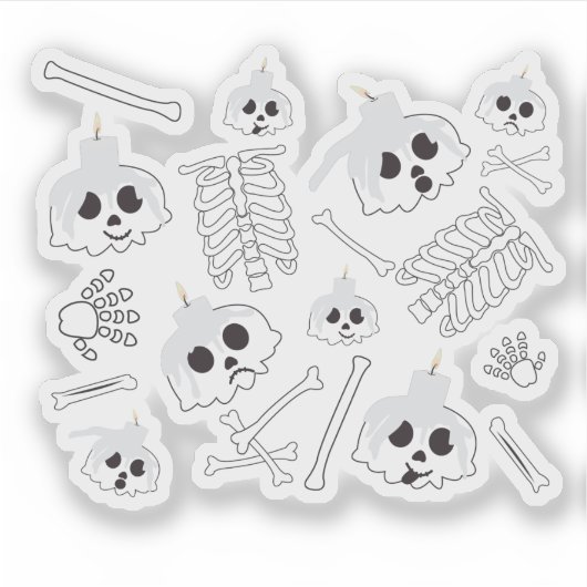 Halloween Skeleton Skull Bones Muster Aufkleber (Vorderseite)