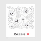 Halloween Skeleton Skull Bones Muster Aufkleber (Blatt)