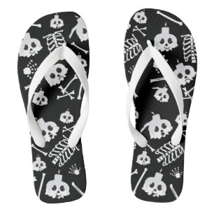 Halloween Skeleton Skull Bones Muster Badesandalen
