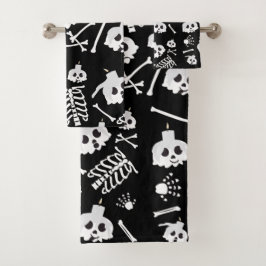 Halloween Skeleton Skull Bones Muster Badhandtuch Set