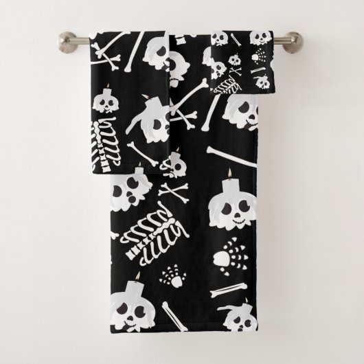 Halloween Skeleton Skull Bones Muster Badhandtuch Set (Insitu)