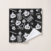 Halloween Skeleton Skull Bones Muster Badhandtuch Set (Waschlappen)