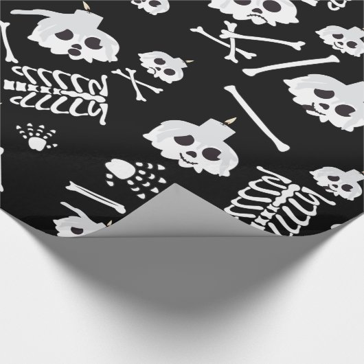 Halloween Skeleton Skull Bones Muster Geschenkpapier (Ecke)