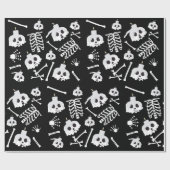 Halloween Skeleton Skull Bones Muster Geschenkpapier (Flach)