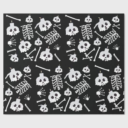 Halloween Skeleton Skull Bones Muster Geschenkpapier (Flach)