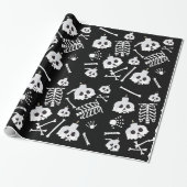 Halloween Skeleton Skull Bones Muster Geschenkpapier (Ungerollt)