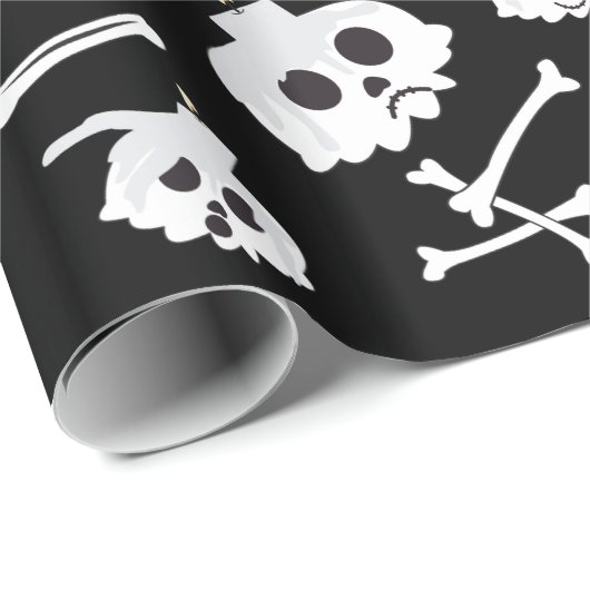 Halloween Skeleton Skull Bones Muster Geschenkpapier (Rolleneckpunkt)