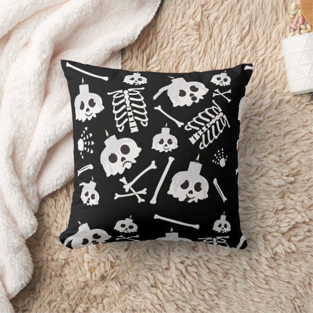 Halloween Skeleton Skull Bones Muster Kissen (Decke)
