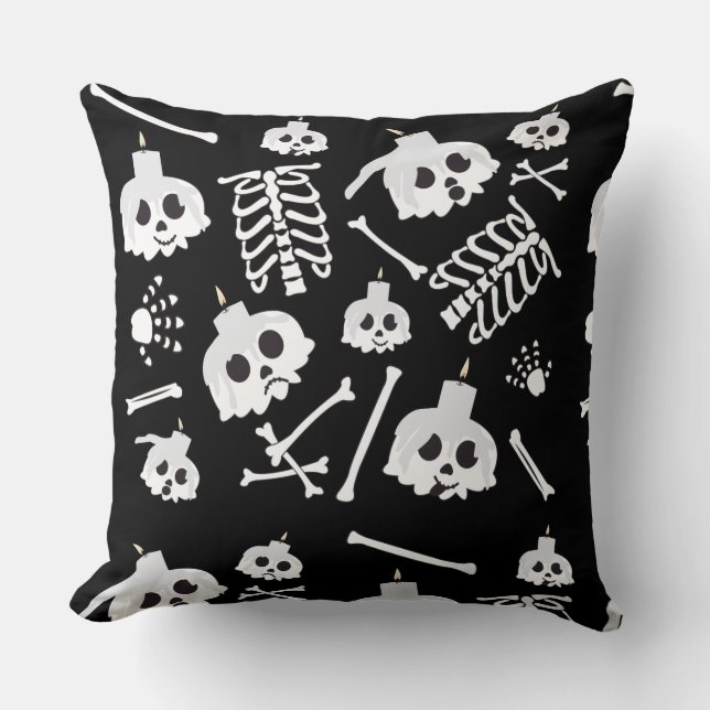 Halloween Skeleton Skull Bones Muster Kissen (Vorderseite)