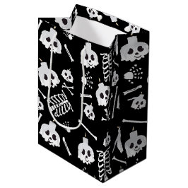 Halloween Skeleton Skull Bones Muster Mittlere Geschenktüte