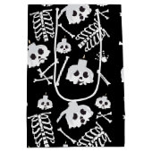 Halloween Skeleton Skull Bones Muster Mittlere Geschenktüte (Rückseite)