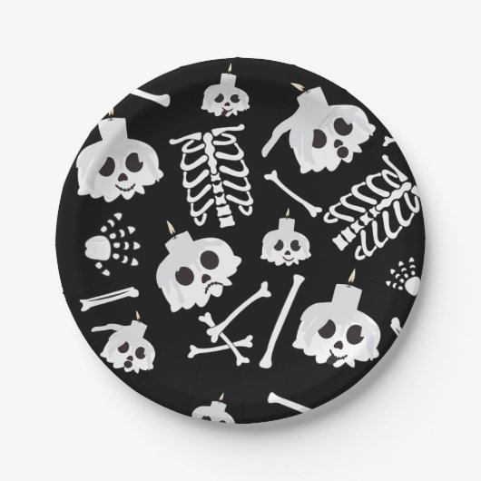 Halloween Skeleton Skull Bones Muster Pappteller (Vorderseite)
