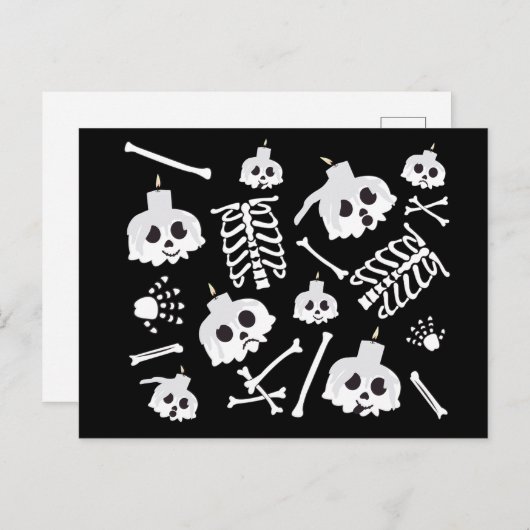 Halloween Skeleton Skull Bones Muster Postkarte (Vorne/Hinten)