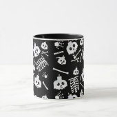 Halloween Skeleton Skull Bones Muster Tasse (Zentrum)