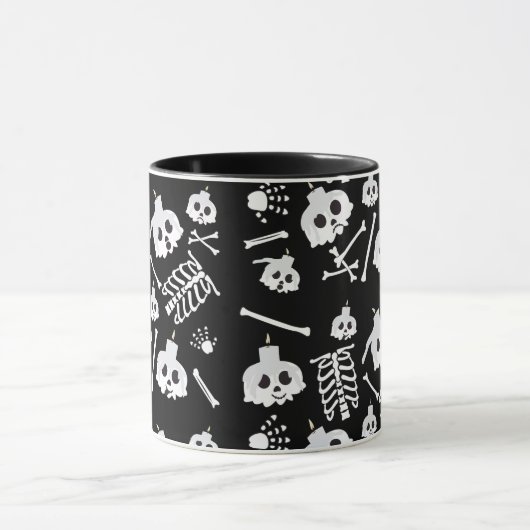 Halloween Skeleton Skull Bones Muster Tasse (Zentrum)
