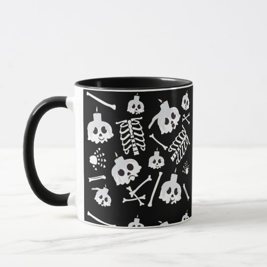 Halloween Skeleton Skull Bones Muster Tasse (Links)
