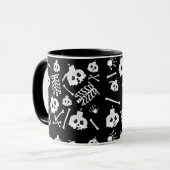 Halloween Skeleton Skull Bones Muster Tasse (Vorderseite Links)