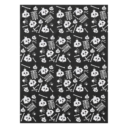 Halloween Skeleton Skull Bones Muster Tischdecke (Vorderseite)