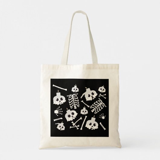 Halloween Skeleton Skull Bones Muster Tragetasche (Rückseite)