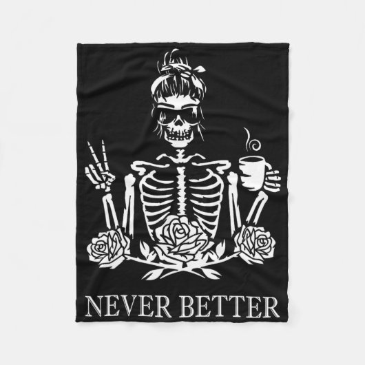 Halloween Skeleton Skull Women Drink Kaffee Nev Fleecedecke (Vorderseite)