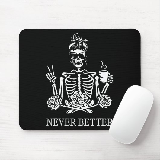 Halloween Skeleton Skull Women Drink Kaffee Nev Mousepad (Mit Mouse)