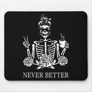 Halloween Skeleton Skull Women Drink Kaffee Nev Mousepad
