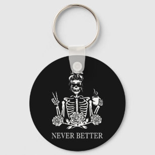 Halloween Skeleton Skull Women Drink Kaffee Nev Schlüsselanhänger