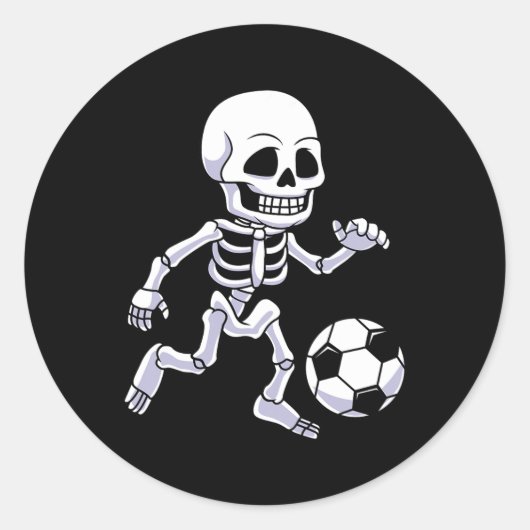 Halloween Skeleton Soccer Player Boys Kinder Runder Aufkleber (Vorderseite)