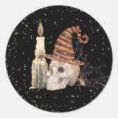 Halloween Skeleton Spider Web Candle Runder Aufkleber (Vorderseite)