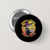 Halloween Skeleton Spooky Liberal Feminist Hexe F Button (Vorne & Hinten)
