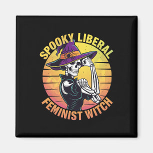 Halloween Skeleton Spooky Liberal Feminist Hexe F Magnet