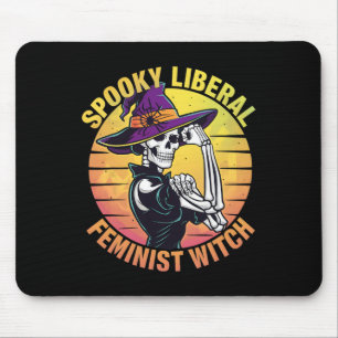 Halloween Skeleton Spooky Liberal Feminist Hexe F Mousepad