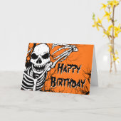 Halloween Skeleton Spooky Orange Black Karte (Gelbe Blume)