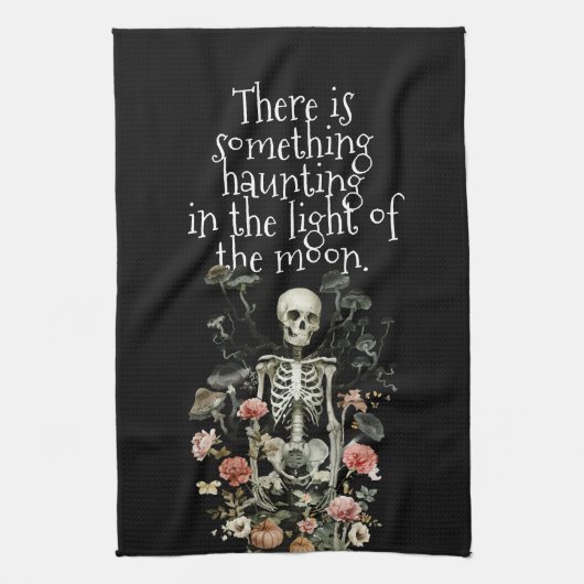 Halloween Skeleton Spuk Forest Black Geschirrtuch (Vertikal)