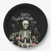 Halloween Skeleton Spuk Forest Black Pappteller (Vorderseite)