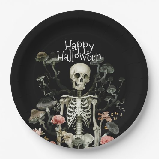 Halloween Skeleton Spuk Forest Black Pappteller (Vorderseite)