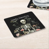 Halloween Skeleton Spuk Forest Black Rechteckiger Pappuntersetzer (angewinkelt)