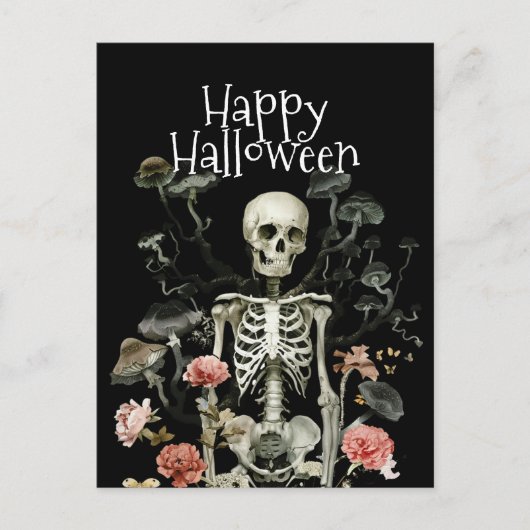 Halloween Skeleton Spuk Forest Save the Date Postkarte (Vorderseite)