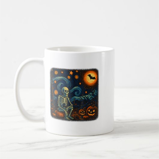 Halloween Skeleton Starry Night Van Gogh Pumpkin M Kaffeetasse (Links)