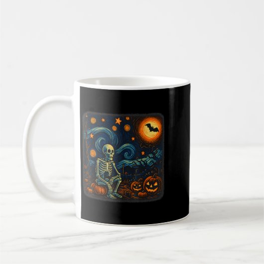 Halloween Skeleton Starry Night Van Gogh Pumpkin M Kaffeetasse (Links)