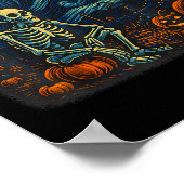 Halloween Skeleton Starry Night Van Gogh Pumpkin M Poster (Ecke)