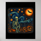 Halloween Skeleton Starry Night Van Gogh Pumpkin M Poster (Vorne)