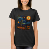 Halloween Skeleton Starry Night Van Gogh Pumpkin M T-Shirt (Vorderseite)
