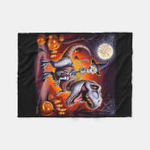 Halloween Skeleton T-rex Ride Fleecedecke (Vorderseite (Horizontal))