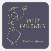 Halloween Skeleton tanzen - lila Quadratischer Aufkleber (Vorderseite)
