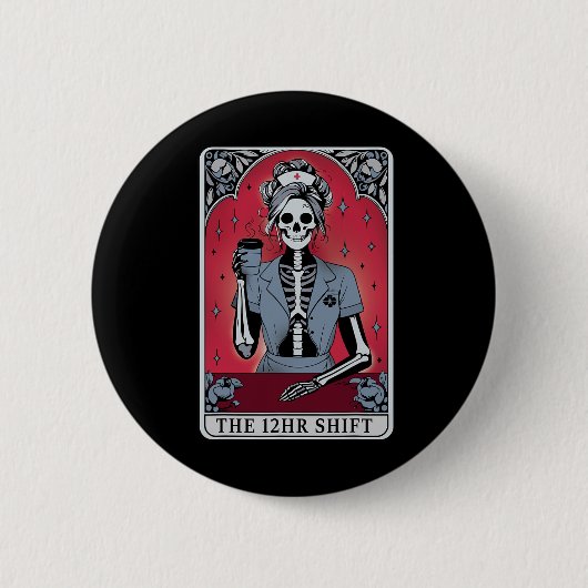 Halloween Skeleton Tarot Card Der 12-Stunden-Umsch Button (Vorderseite)