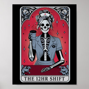 Halloween Skeleton Tarot Card Der 12-Stunden-Umsch Poster