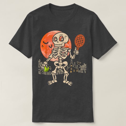Halloween Skeleton Tennis Funny Player Coa T-Shirt (Design vorne)