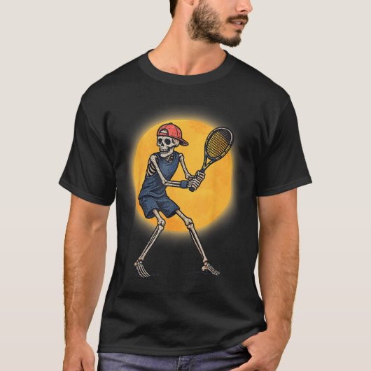 Halloween Skeleton Tennis Spooky Kostüm T-Shirt (Vorderseite)